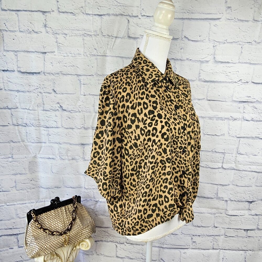 Sanctuary Size S Tan Leopard Print Button Up Drop… - image 6